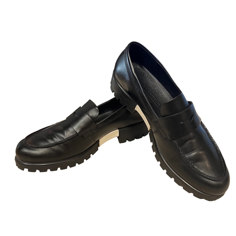 Ecco Women’s Black Leather Tray Tech Penny Loafers Sz 40 US 9-9.5 Lug Sole EUC - Picture 6 of 11